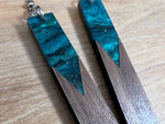 Load image into Gallery viewer, Acrylic and Walnut Wood Earrings Emerald Starry Sky
