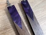 Load image into Gallery viewer, Acrylic and Walnut Wood Earrings Purple Pearl
