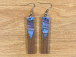 Load image into Gallery viewer, Acrylic and Walnut Wood Earrings Purple Starry Sky
