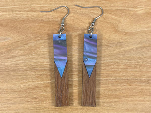 Acrylic and Walnut Wood Earrings Purple Starry Sky