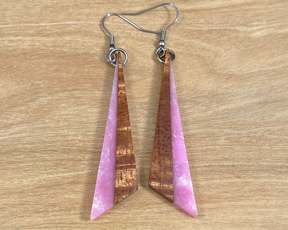 Handmade Koa and Resin Earrings