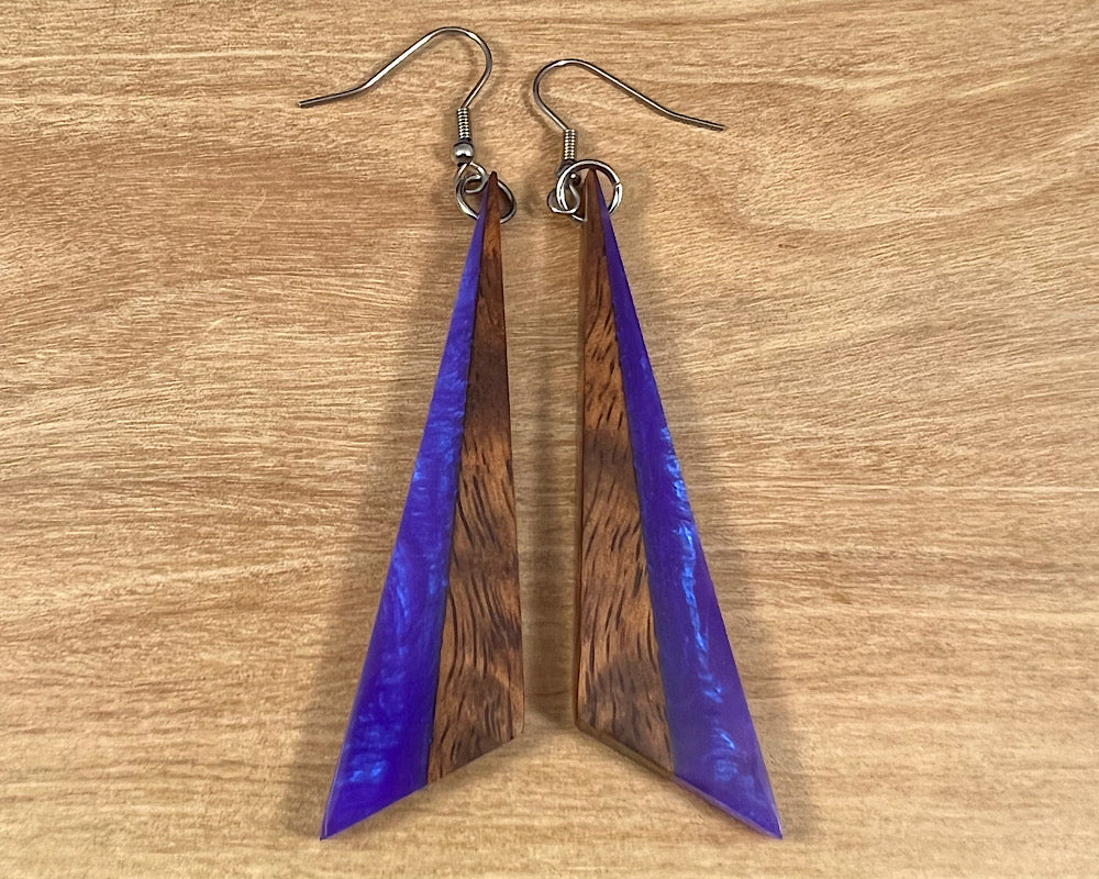 Handmade Koa and Resin Earrings