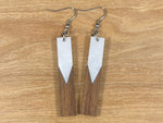 Load image into Gallery viewer, Acrylic and Walnut Wood Earrings White Pearl
