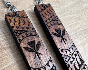 Koa Engraved Earrings (short)