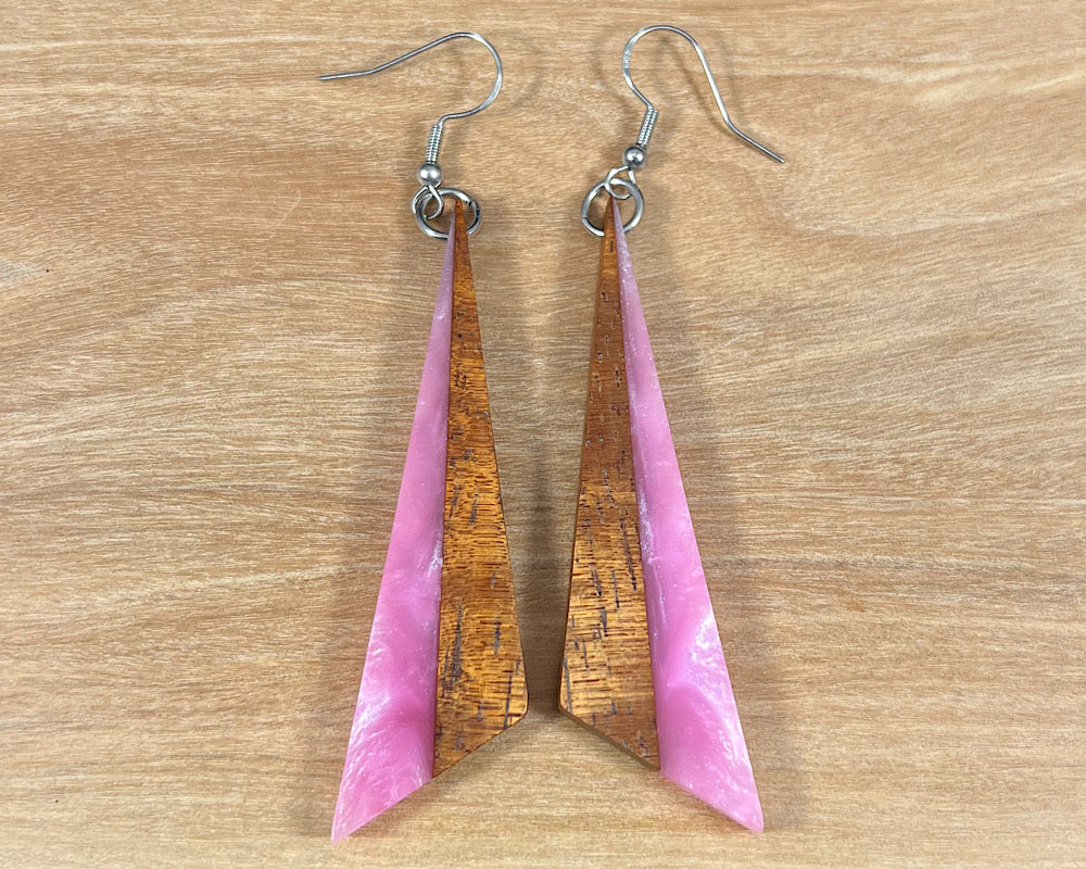 Handmade Koa and Resin Earrings