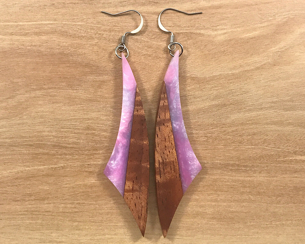 Handmade Koa and Resin Earrings