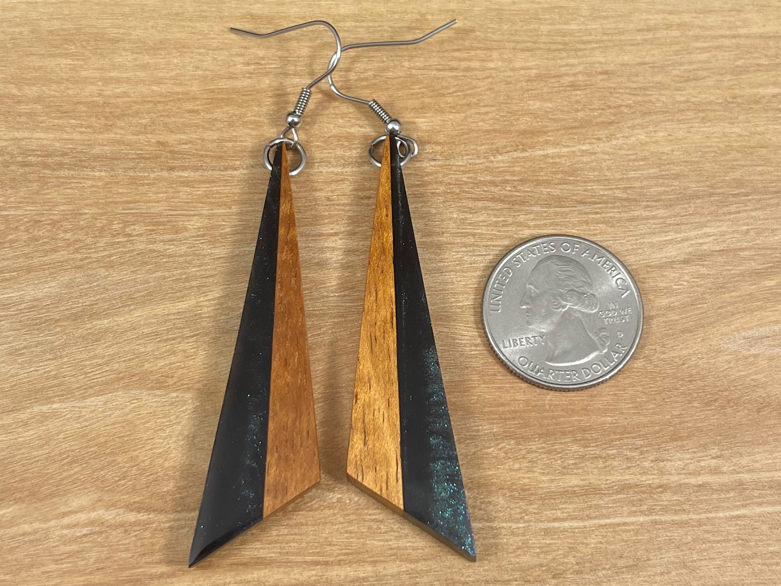 Handmade Koa and Resin Earrings