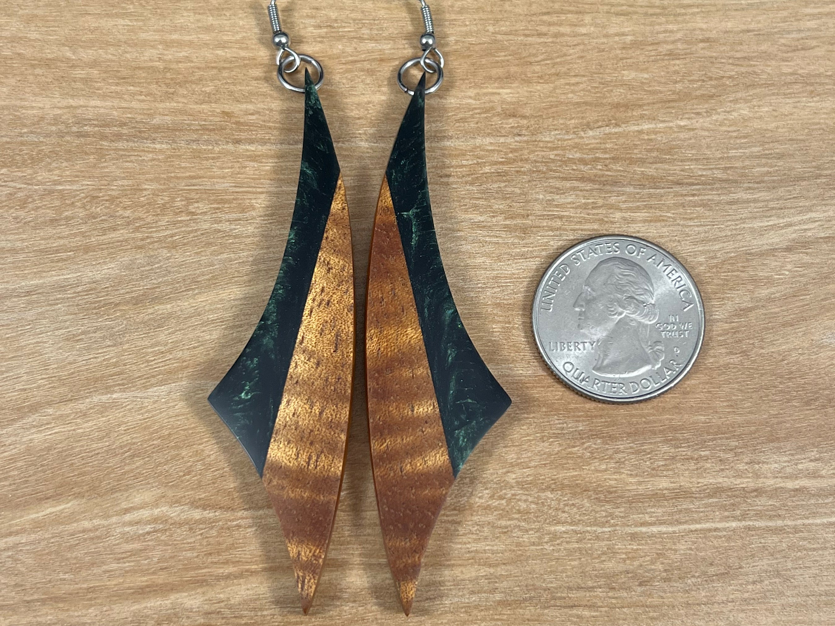 Handmade Koa and Resin Earrings