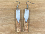 Load image into Gallery viewer, Acrylic and Koa Wood Earrings White Pearl
