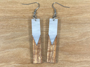 Acrylic and Koa Wood Earrings White Pearl