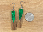 Load image into Gallery viewer, Acrylic and Walnut Wood Earrings Green Pearl
