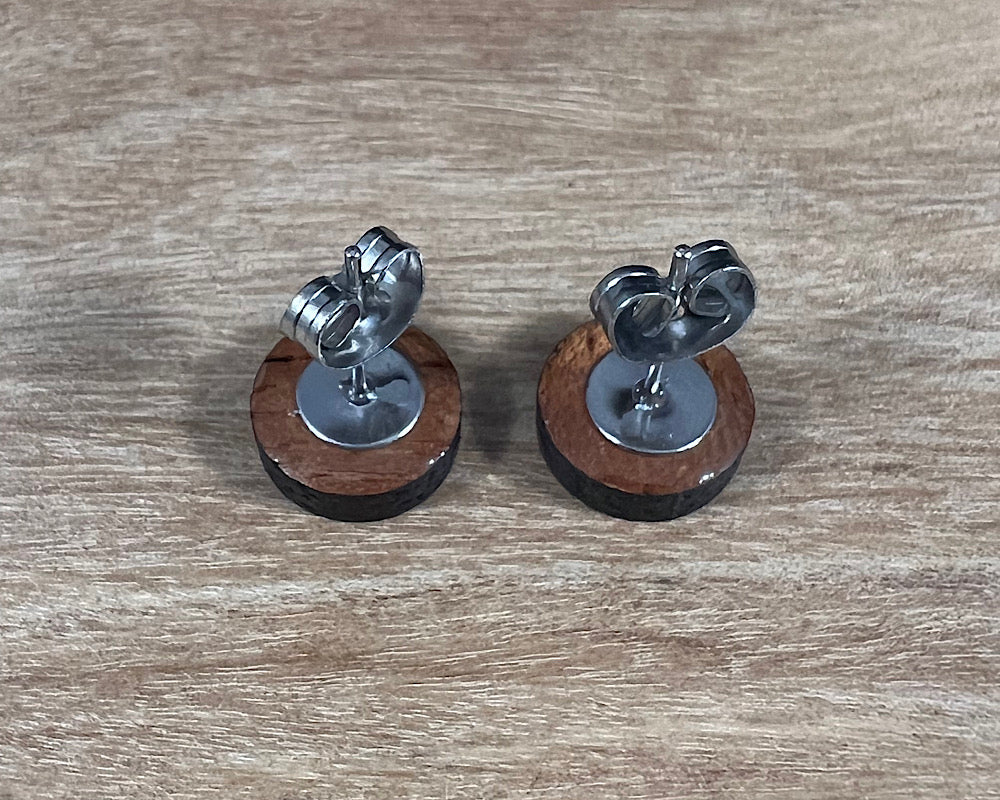 Koa round stud earrings 10mm