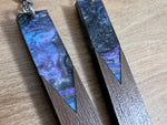 Load image into Gallery viewer, Acrylic and Walnut Wood Earrings Purple Starry Sky
