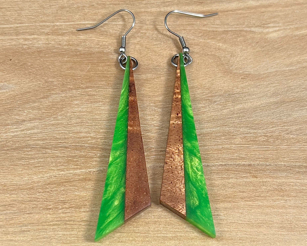 Handmade Koa and Resin Earrings