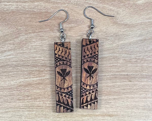 Koa Engraved Earrings (short)