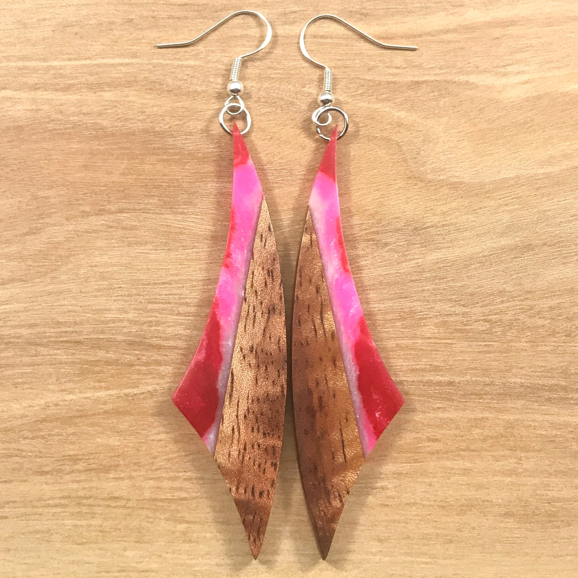 Handmade Koa and Resin Earrings